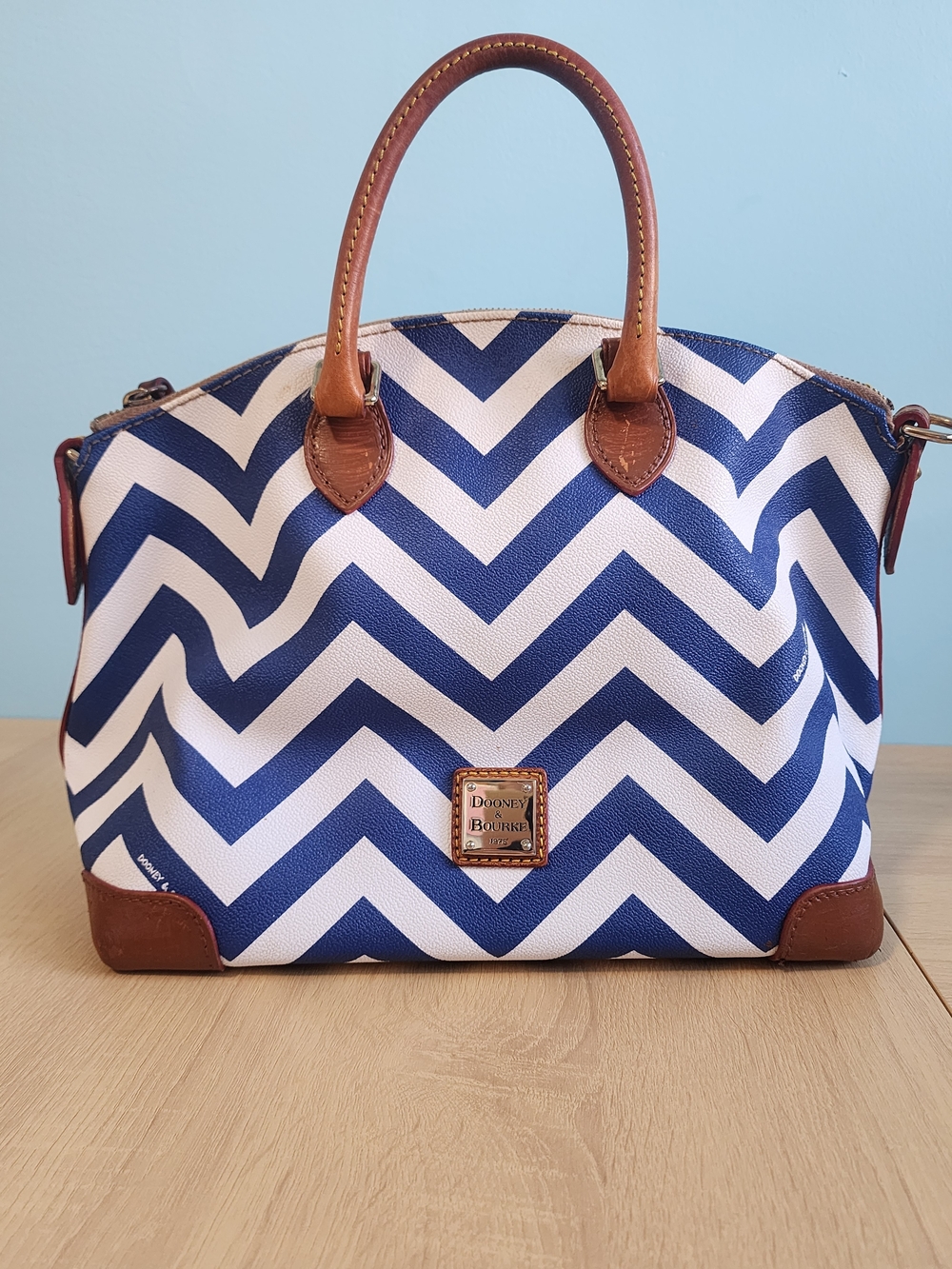 Dooney & Bourke Navy Chevron Satchel